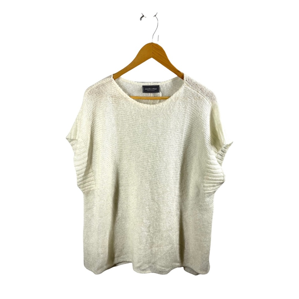Wooden Ships Cream Scoop Neck Short Sleeve Sweater